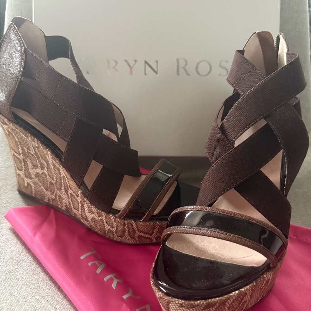 Taryn Rose Dark Brown Wedge Sandals